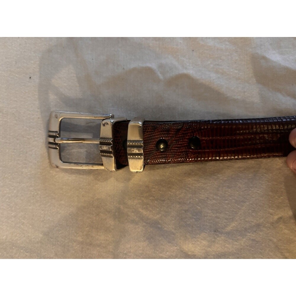 Genuine italian Calfskin Belt Men's  Size 52 Brown Silver Buckle